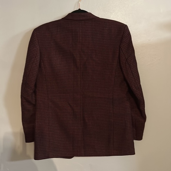 Vintage Alcott & Andrews burgundy and black check wool blend blazer size medium - Picture 4 of 4